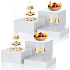 6Pcs White Buffet Risers Acrylic Boxes Display Risers Food Risers for Buffet ...