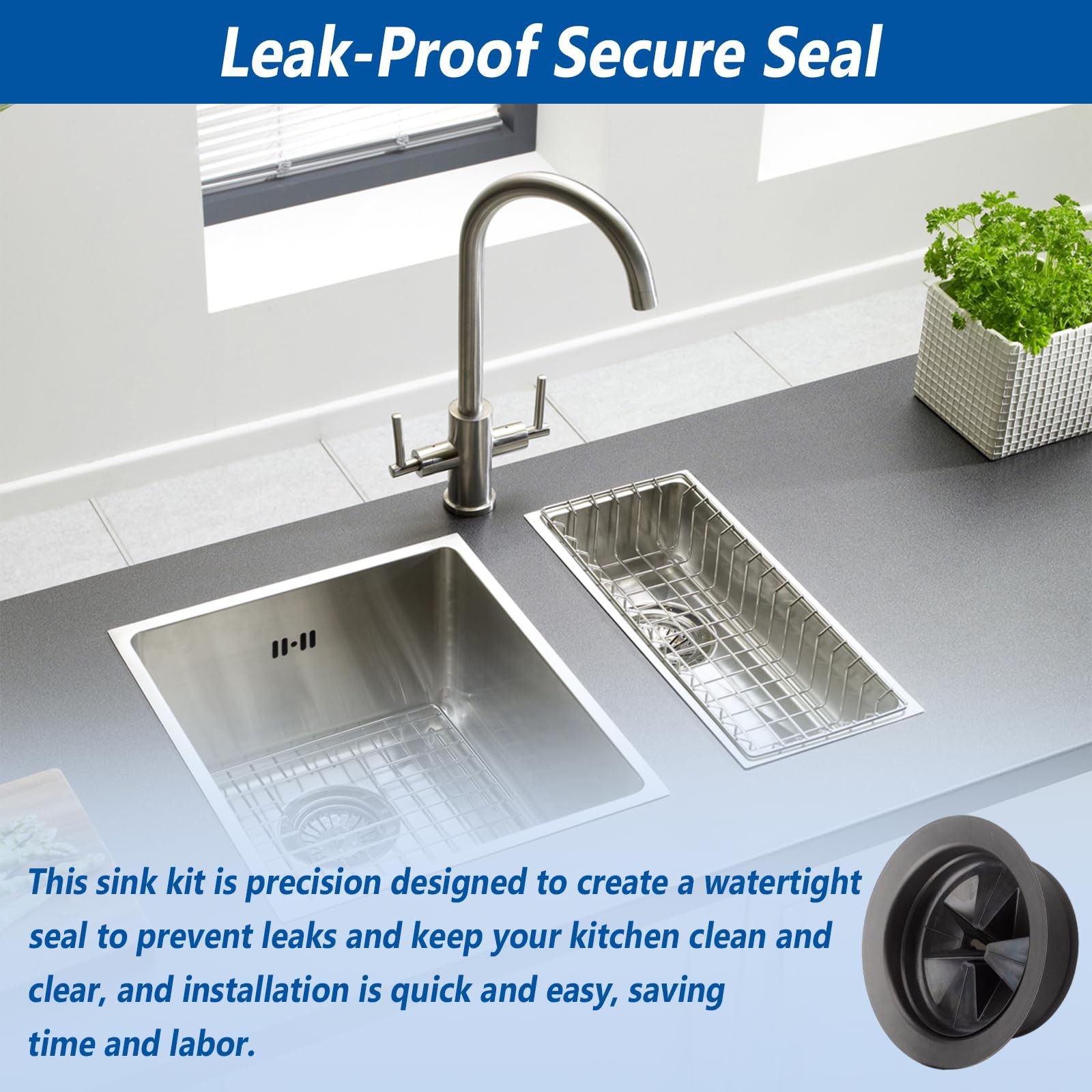 Garbage Disposal Sink Flange Kit with Garbage Disposal Stopper and Splash Gua...