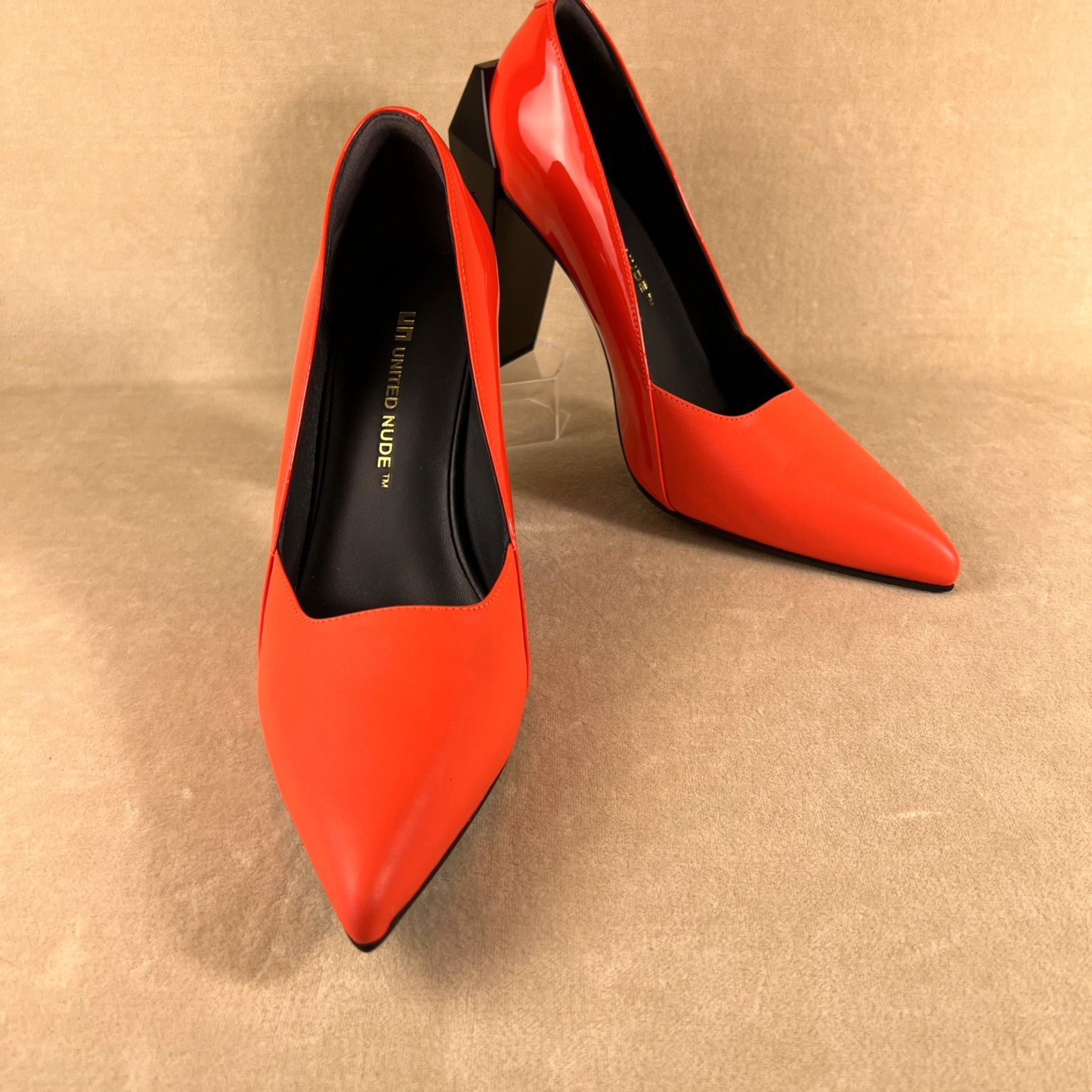 United Nude Gem Pump Hi Fluo Red Leather Pointed Toe Chic Lux Modern Preloved image 4