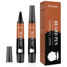 Black Beard Pencil Filler for Men - 2 PCS Beard Pen, 4-fork Tip Beard Styling Pe
