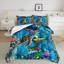 CVHOUSE Sea Turtle Comforter Set,Ocean Sea Turtle Bedding Set for Kids Teens,...