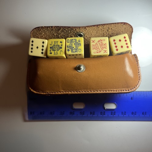 Old Poker Dice with Original Leather Case (vintage)
