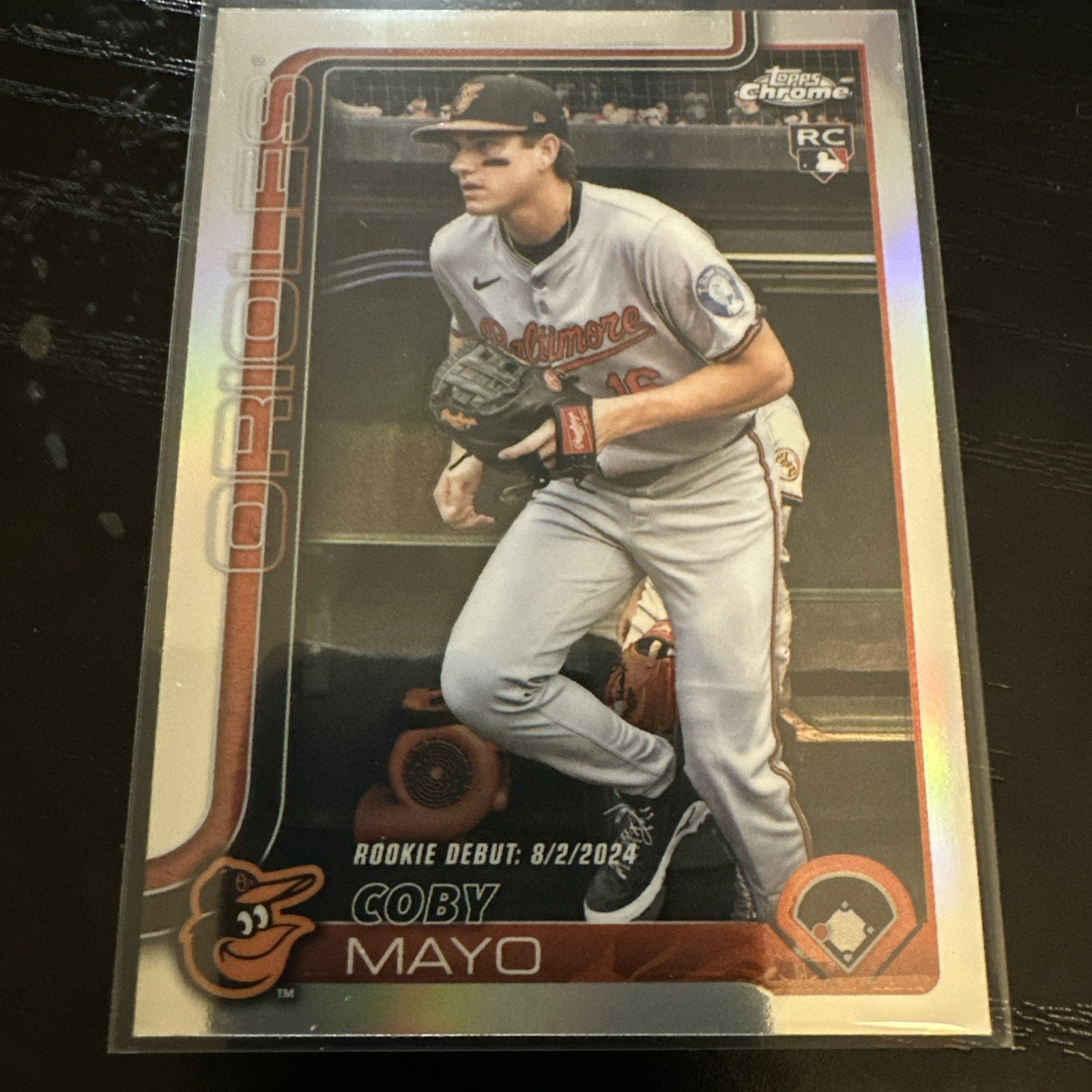 2025 Topps Update #US282 Coby Mayo Baltimore Orioles Rookie Debut Rainbow Foil