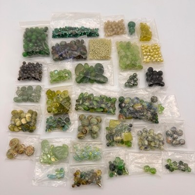 Lot Beads Greens Craft Jewelry Making Bead Soup Glass Stone