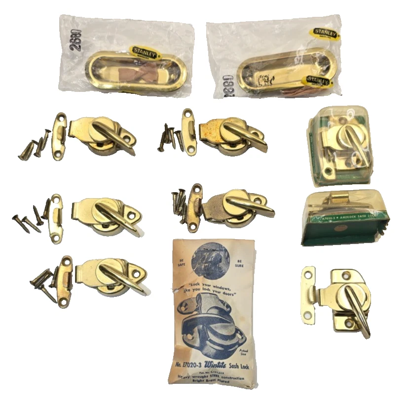 Vintage NOS Sash Locks Lot 1940s Stanley Amerock + Bonus Chrome Wintite - Image 2 of 4
