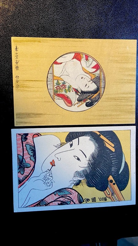 x2 Old Sensual Japanese Matchbox Label Vintage Women Geisha Japan 4.25”x3” Nude