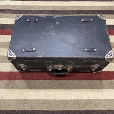 Valise ancienne Shwayder Steampunk voyage train coffre cuir noir 11x25x14