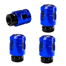 4 PCS Car Tire Valve Stem Caps, Unique Shape Dustproof Aluminum Wheel Blue