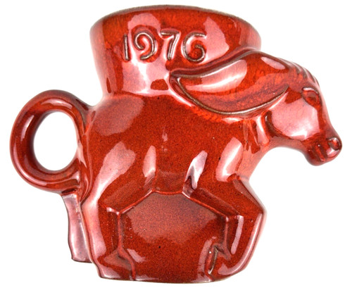 VTG 1976 Bi-Centennial Frankoma Art Pottery Red DEM Democrat Donkey Mug Cup