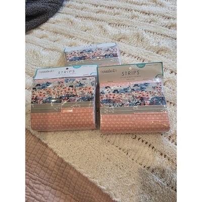 Create It Ditsy Floral Fabric Strips Lot of 3 Packs 100% Cotton Jelly Roll Quilt