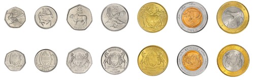 Botswana 5 Thebe - 5 Pula 7 Pieces Set, 2013-2016, KM #31-37, Mint