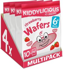 Kiddylicious Strawberry Wafers - Gluten and Dairy Free Kids Snack - Suitable fo