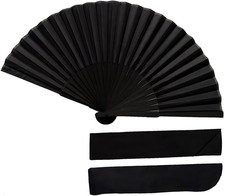Folding Silk Hand Fan for Dance, Party, Wedding, DIY Decoration, Home Decor Bla