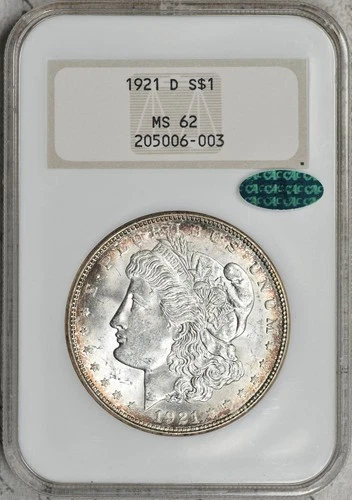 1921-D Morgan Dollar NGC MS62 CAC Old Fatty Holder 4.0! #4FML