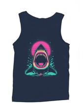 Retro Neon Shark Attack Design Men's Tank Top