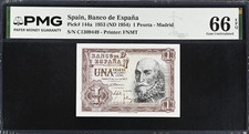 PMG Spain 1 Peseta 1953 (ND 1954) P-144a GEM Uncirculated 66 EPQ