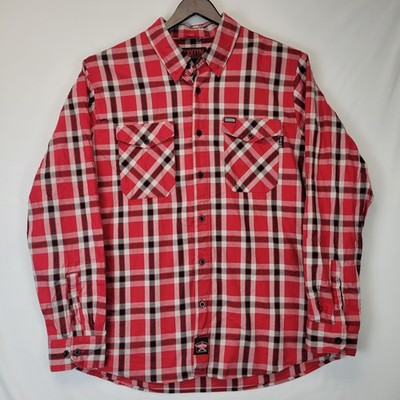 Dixxon Flannel Shirt Men's Magma FR CAT 2 NFPA 2112 Plaid Red Gray Black 2XL