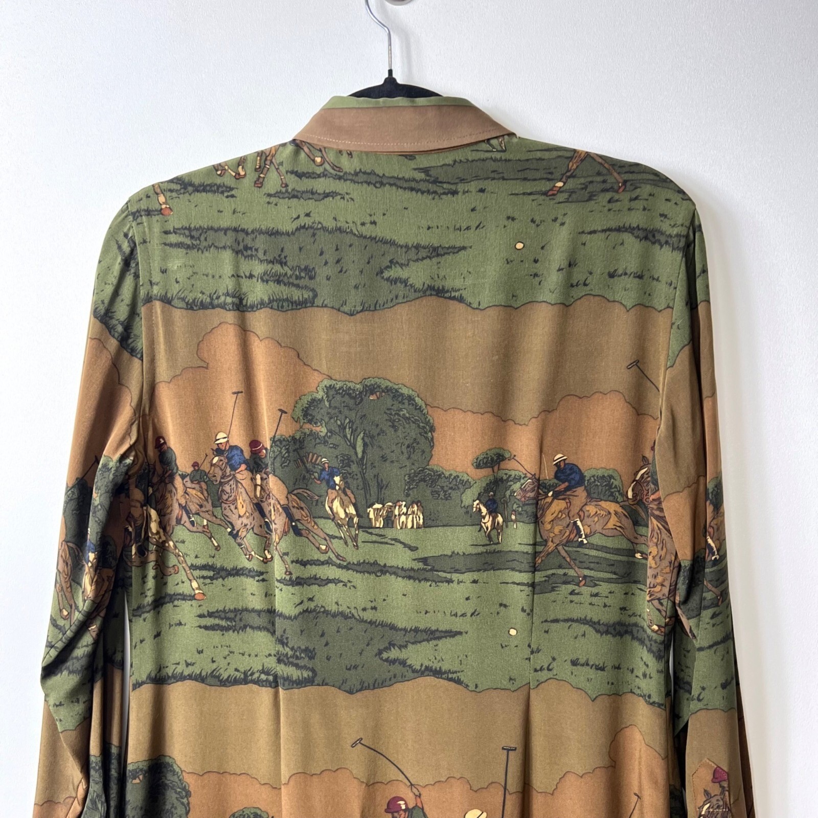 Vintage Lauren Ralph Lauren 100% silk equestrian button up dress women's size 8 thumbnail 16