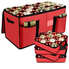 Christmas Ornament Storage Box with Dividers, Christmas Balls Storage Contain...