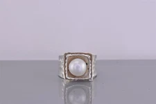 Silpada Sterling Silver Hammered R0898 Freshwater Pearl Band Ring 925 Sz: 6