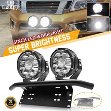 Number Plate Light Bar + 5" Chrome Spots x2 To Fit Nissan Navara D22 1997 - 2005
