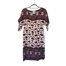 Anna Sui 100% Silk Tribal Ancient Fish Resortwear Shift Dress Anthropologie Sz 2