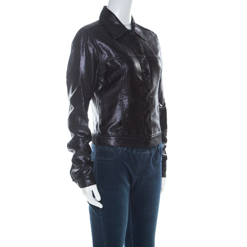 Gucci Giacca Nera Lurex Lavorata a Maglia Aspetto Lucido M