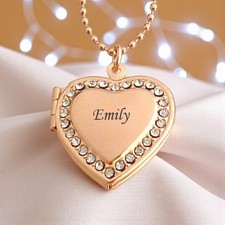 Engraved Locket Necklace, Personalised for Women or Girls, Silver, Rose, Gold