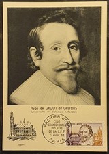 1963 CARTE MAXIMUM CARD 1er JOUR  5 GRANDS HOMMES DE LA CEE  DE GROOT  PARIS 2/5