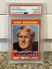 1971 TOPPS TERRY BRADSHAW SIGNED RC ROOKIE CARD #156 PSA 10 AUTO GREAT SHAPE!