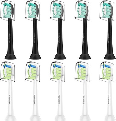 10 Pack Replacement Brush Heads for Philips Sonicare Electric Toothbrush B/W
