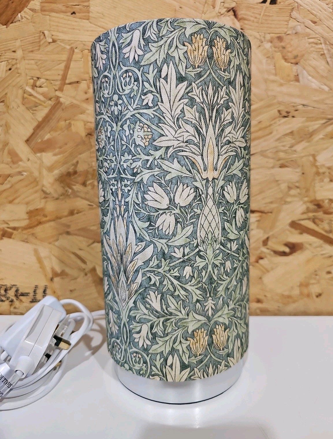 William Morris Snakeshead Design Cylindrical Table Lamp Chrome Base — image 3