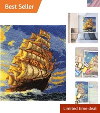 DIY Latch Hook Rug Kit with Nautical Theme - Complete Craft Set for Families