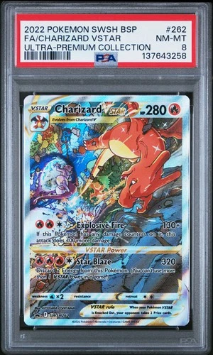 2022 POKEMON SWSH BLACK STAR PROMO #262 FULL ART/CHARIZARD VSTAR PSA 8