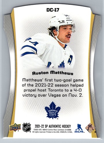 Auténtico 2021-22 Upper Deck SP #DC-17 Auston Matthews Toronto Maple Leafs - Imagen 2 de 2