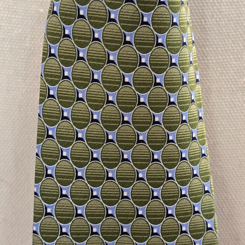 Geoffrey Beene Men's Necktie Career Silk Green & Blue Geometric Circles Neck Tie - Picture 8 of 11