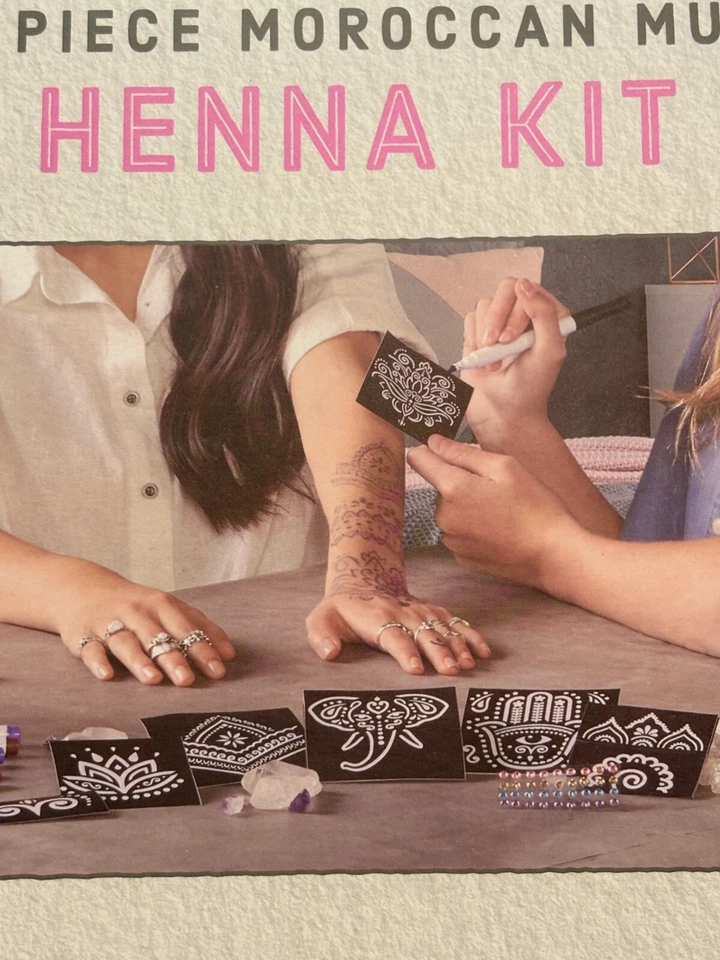 NUEVO Kit de tinta de henna hágalo usted mismo conjunto de arte corporal tatuaje temporal lavable 57 piezas marroquí Foto 3 de 3