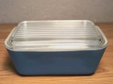 Vintage Pyrex 502-B And Lid 502-C Blue Rectangular Storage Refrigerator Dish
