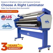 US Stock QOMOALNGMA 63in Full-auto Wide Format Cold Laminator with Heat Assisted