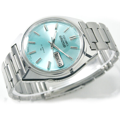 Vintage Seiko 5 Actus R Automatik Day Date 21 Juwelen SR himmelblaues Zifferblatt Herrenuhr - Bild 1 von 6