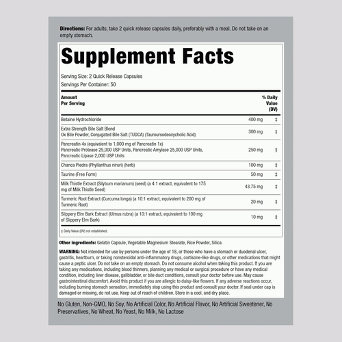 Gallbladder Formula | 100 Capsules | Advanced Digestive Enzyme Complete Formula - Picture 2 of 12