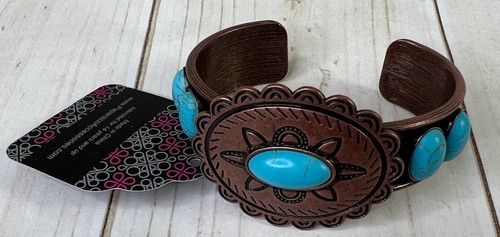 Paparazzi Bracelet Copper Tone Cuff Bracelet with Faux Turquoise Stones NWT H4 - Bild 2 von 9