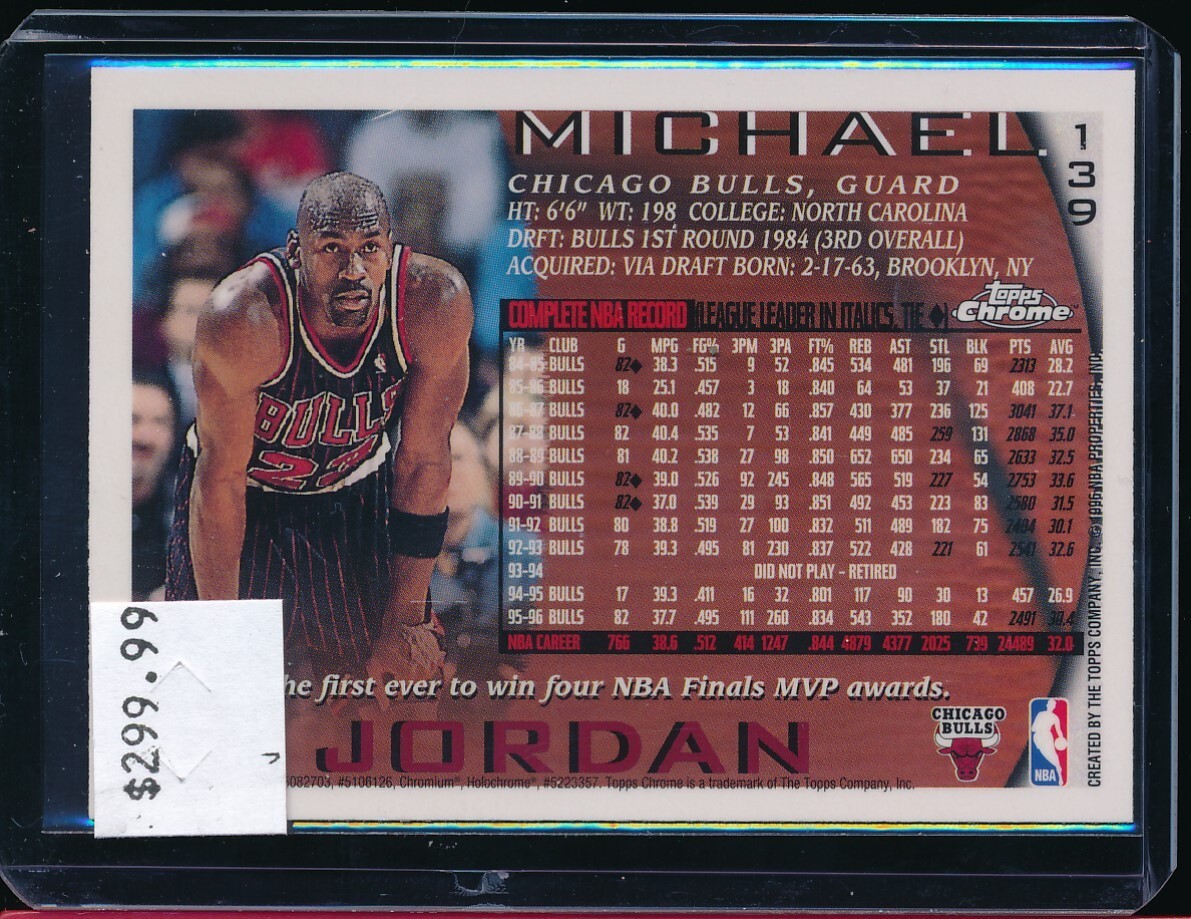 1996 Topps Chrome＃139 Michael Jordan 1996-97 Topps Chrome Refractor #139 Michael Jordan - PSA