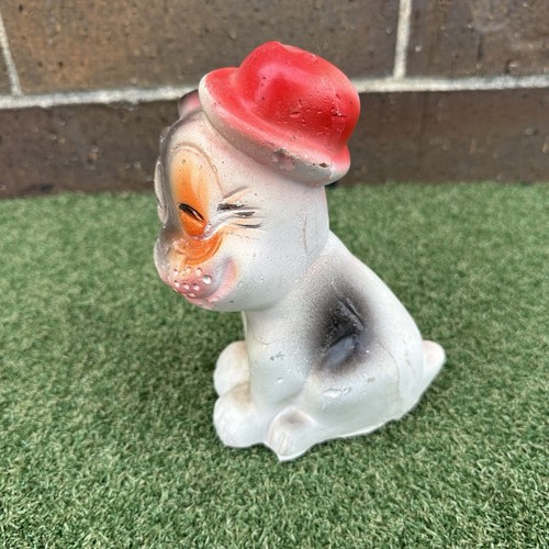 Vintage Carnival Chalkware Bonzo Bulldog With Hat 7” Tall - Picture 2 of 5