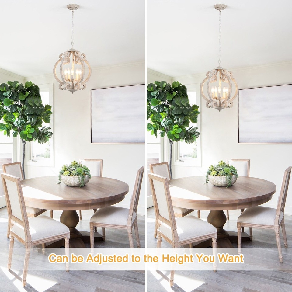 5Light Rustic Pendant Light, Wood Ceiling Light Farmhouse eBay