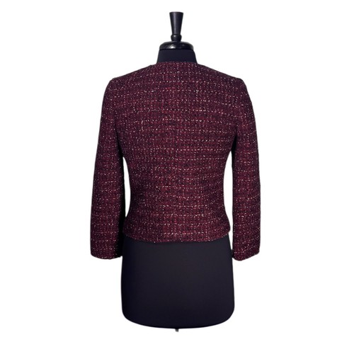 J. Crew Women's Jacket Burgundy Boucle Textured Wool Blend Quiet Luxury Coat 6 - Picture 2 of 8