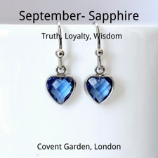 UK Birthstone French Hook Earrings Sterling Silver Birthday Gift