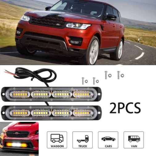 2xAmber White LED Boat Car Truck Emergency Warning Hazard Flash