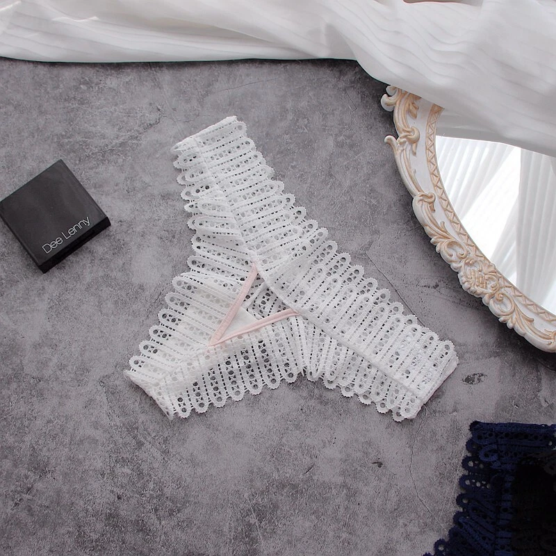 Mujeres Bragas Huecas Lencería Tanga Encaje Ropa Interior Sexy Tanga Espalda en T Foto 4 de 4