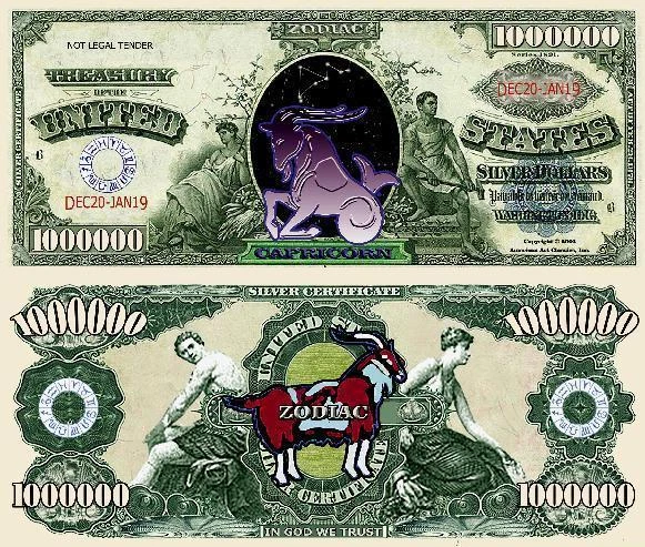 CAPRICORNE BILLET MILLION DOLLAR ! SIGNE ASTROLOGIQUE ASTROLOGIE ZODIAQUE ASTRO